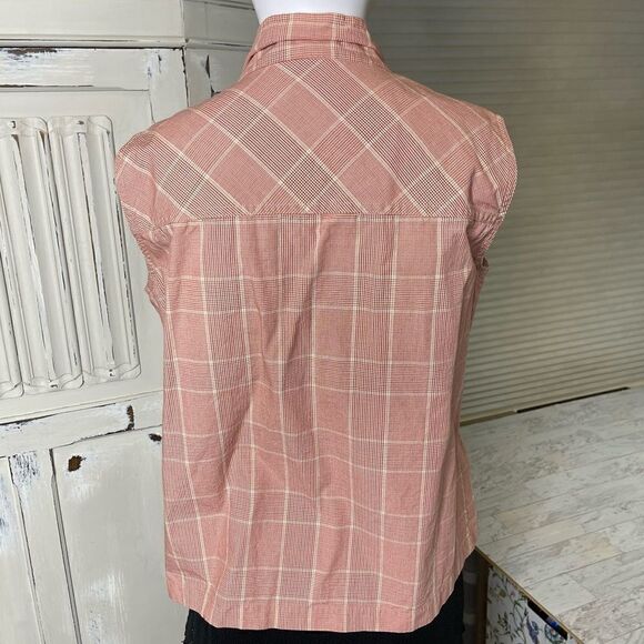 Christopher & Banks Red Cream Plaid Cotton Vest Size Small - Picture 3 of 13